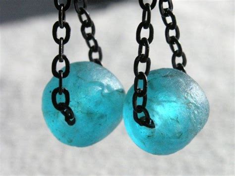 Aqua Recycled Glass Bead Earrings Jewelry Making Ideas Recycled