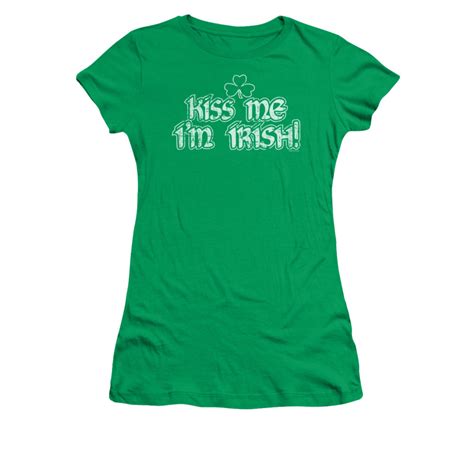 St Patrick S Day Shirt Juniors Kiss Me I M Irish Kelly Green Tee T