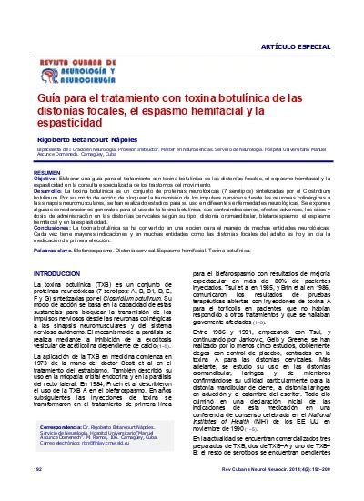 Gua Para El Tratamiento Con Toxina Botulnica De Las Distonas Focales