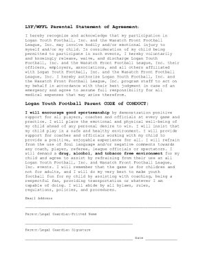 Fillable Online Wffl Football Player Registration Agreement Fax Email