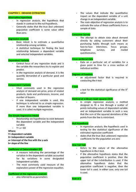 Managerial Econ Midterm Reviewer CHAPTER 5 DEMAND ESTIMATION