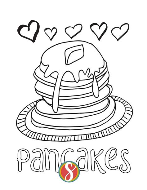 Free Pancakes Coloring Pages — Stevie Doodles