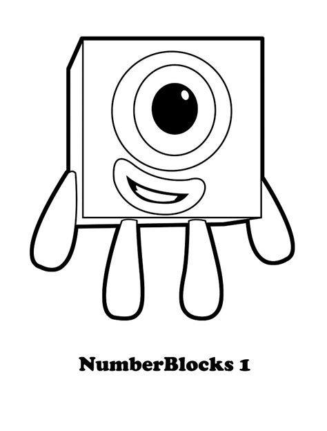 Number Block 1 Coloring Page