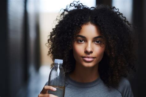 Premium Ai Image Shot Of A Young Woman Holding A Bottle Of Water And