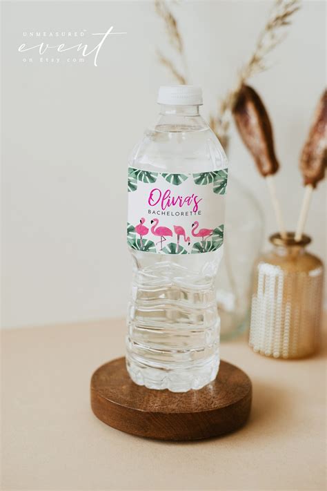 Oakley Flamingo Bachelorette Water Bottle Label Template Tropical