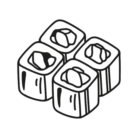 Premium Vector Japanese Sushi Roll Set In Hand Drawn Doodle Style