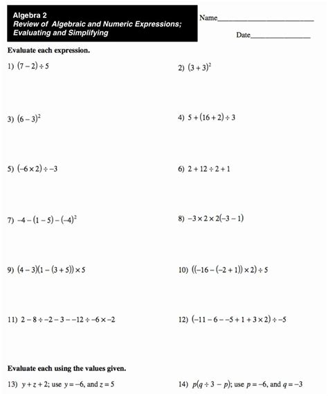 49 Simplifying Algebraic Expressions Worksheet Answers