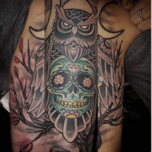 Owl Sugar Skull Tattoo