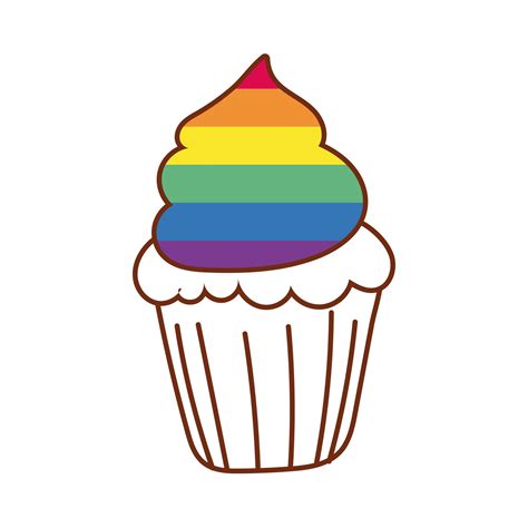 Sweet Cupcake With Gay Pride Colors In Icing Vector Art At Vecteezy