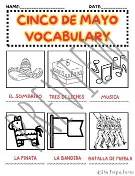 Cinco De Mayo Vocabulary By The Purple Pencil Store Tpt