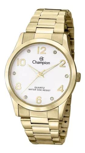 Reloj Impermeable Dorado Champion Para Mujer Color De Fondo Blanco