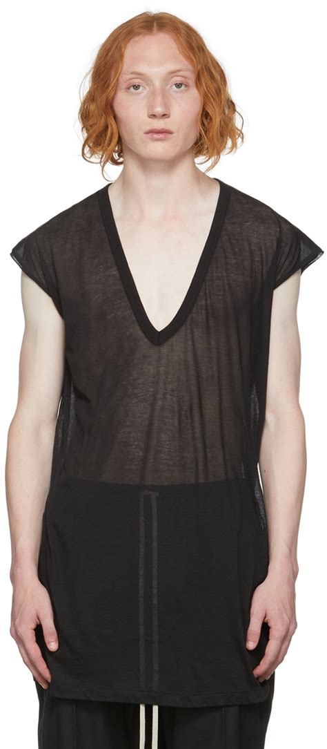 Rick Owens Black Deep V Neck T Shirt Rick Owens