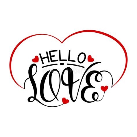 Hello Love Text Vector Card Design For Valentine`s Day Love Quotes