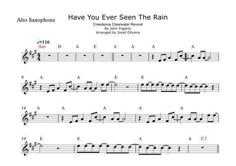 Have You Ever Seen The Rain Arr Josiel Oliveira By Creedence Clearwater Revival Sheet Music