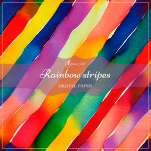 Rainbow Stripes Digital Paper, Seamless Pattern, Watercolour Texture, Colorful Backdrop, Rainbow ...