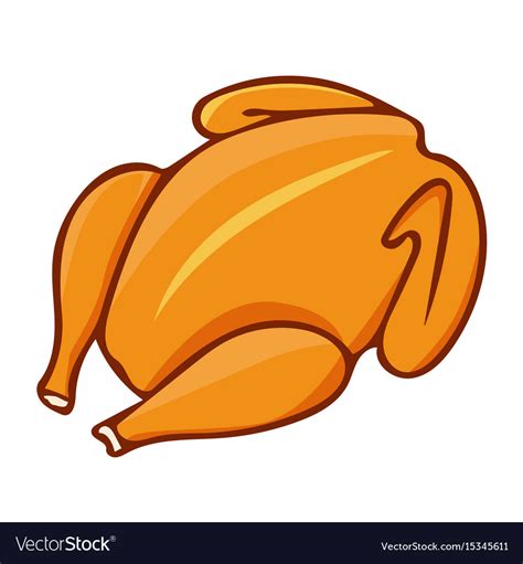 Whole Roast Chicken Isolated Royalty Free Vector Image