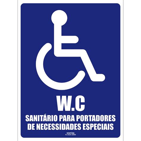 Placa de Sinalização Sanitário para Portadores Necessidades Especiais