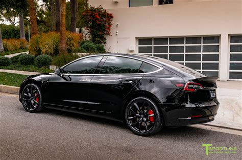 Black Tesla Model 3 With Gloss Black 20 Tss Flow Forged Wheels By T S T Sportline Tesla