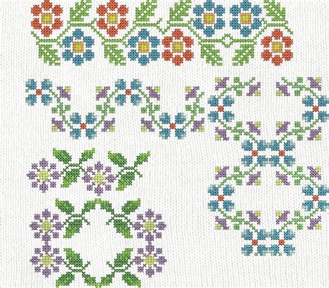 Machine Embroidery Crossstitch Flowers Collection, Flower Borders 1-5 - Etsy