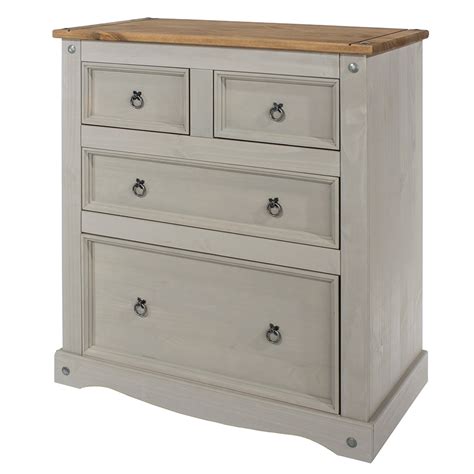 Azusa Grey 2 2 Drawer Chest Grey Wax Self Assembly Oak World