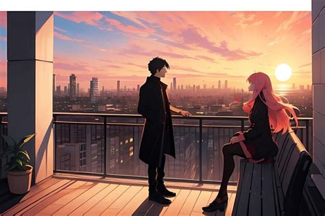 Premium Photo | Romantic scene of anime couple illustration