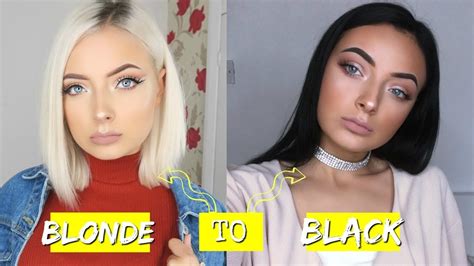 I Dyed My Hair From Bleach Blonde To Black Youtube