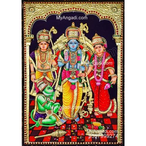 3d Ram Darbar Ram With Sita Hanuman Lakshmanan Tanjore Painting