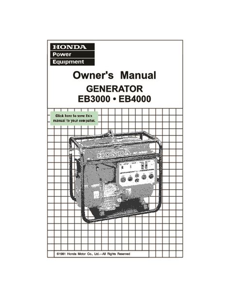 Honda Generator Eb Eb Owners Manual