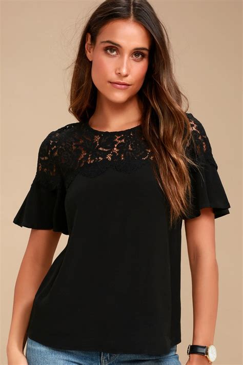 Cute Black Top - Black Lace Top - Short Sleeve Top - Lulus