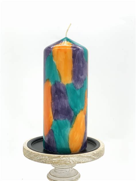 Pillar Candle Multi Colored Candle Decorative Candle Etsy In 2021 Pillar Candles Pillar