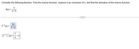 Solved Consider The Following Function Find The Inverse