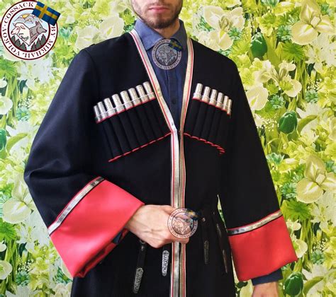 Black Chokha Cossack And Caucasus Traditional Coat Men S Dress Costume 16 Chest Accessory Folk