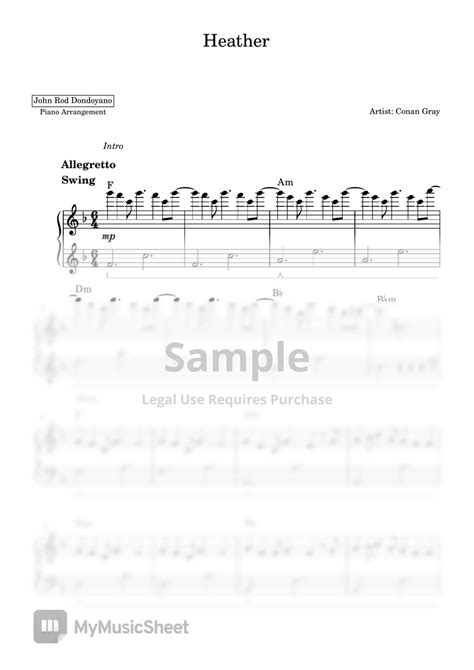 Conan Gray Heather Piano Sheet Sheets By John Rod Dondoyano