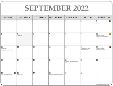 September 2022 Moon Phase Calendar - Printable Calendar 2023