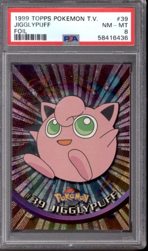 Pokemon Topps Tv Series 1 Foil 2nd Printing Jigglypuff 3976 Psa 8 Da