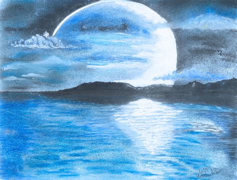 midnight Moon Painting by Shihan Albert Andrews - Pixels