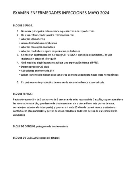 Examen Enfermedades Infecciones Mayo Pdf