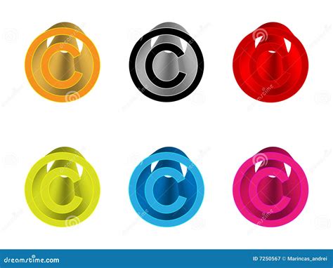 Different Copyright Icons Set With Creative Commons And Public Domain