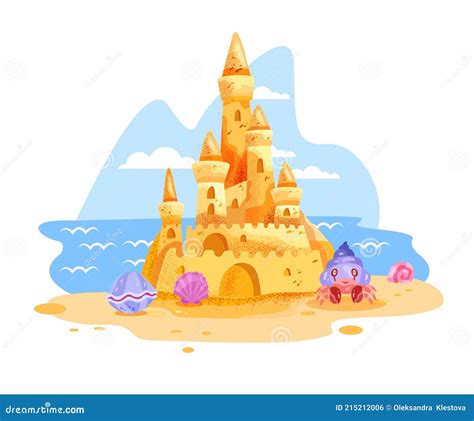 Arena Castillo Vector Ilustraci N Verano Playa Dibujos Animados Clipart