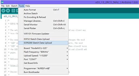 Blog Of Wei Hsiung Huang How To Add Sketch Data Upload Function To Arduino Ide For Esp32 And