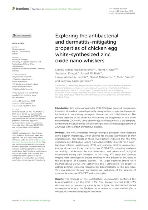 Pdf Exploring The Antibacterial And Dermatitis Mitigating Properties