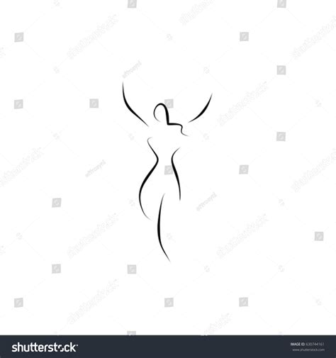 Nude Woman Vector Line Illustration Stock Vector Royalty Free Shutterstock