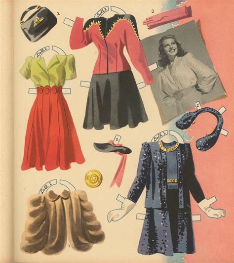 Vintage Uncut 1942 Rita Hayworth Paper Dolls Hd~laser Org Sz