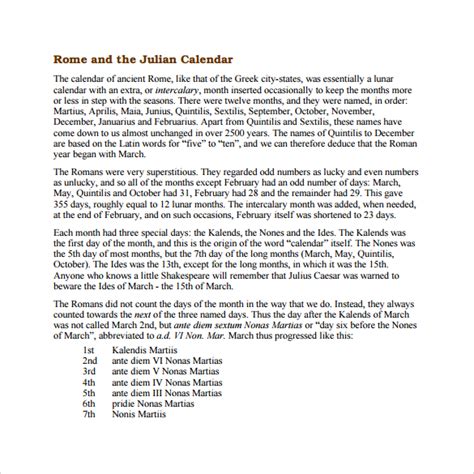 11 Sample Julian Calendar Templates To Download For Free Sample Templates
