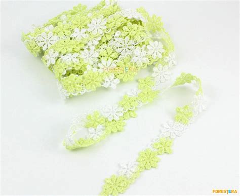 Terylene Lace Trim Yellow Green Floral Lace Ribbon Cm Width Yards