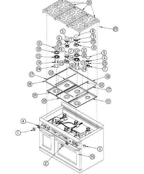 Parts for Dacor ER48DSCHNGH: Burners Assembly Parts - AppliancePartsPros.com