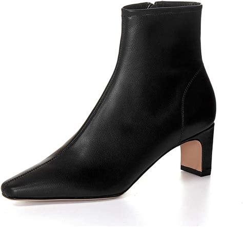 Bottines En Cuir Pour Femme Avec Talon De Cm Bout Carr Talon