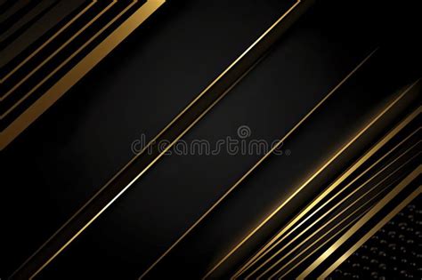 Abstract Elegant Gold Lines Diagonal Scene On Black Background