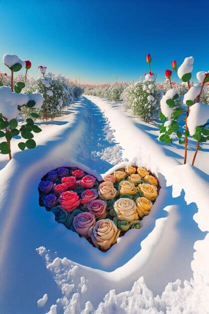 Premium Ai Image Heart Shaped Box Of Roses In The Snow Generative Ai