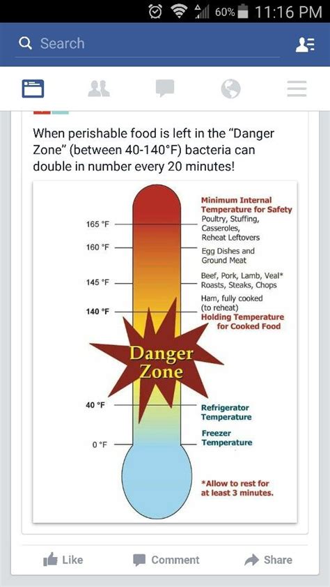 Food Temp Chart Food Safety Danger Zone Food Hygienic Food